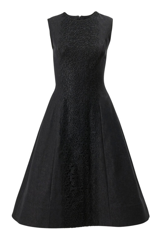 Lace-Embellished Denim Dress-Carolina Herrera-Boyds Philadelphia