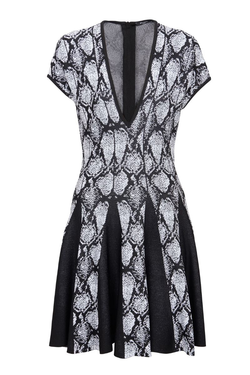 Snakeskin Jacquard Dress-Balmain-Boyds Philadelphia
