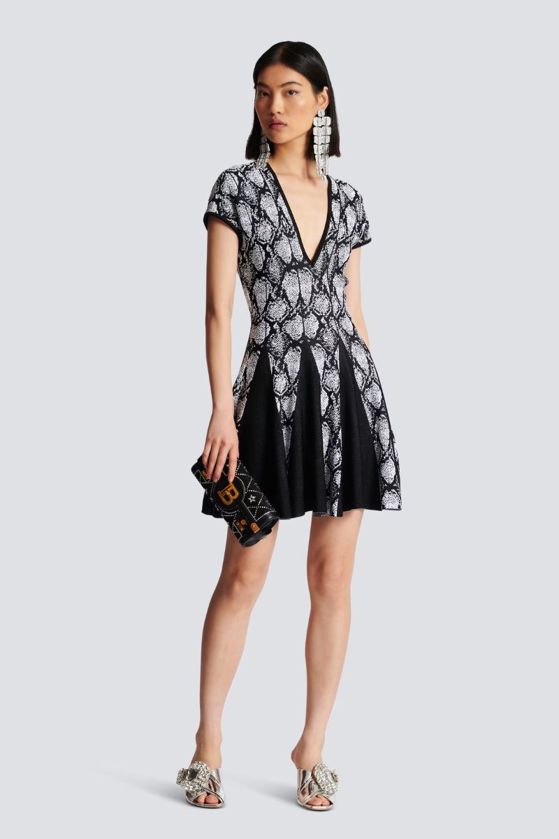 jacquard dress black Snakeskin Jacquard Dress by Balmain