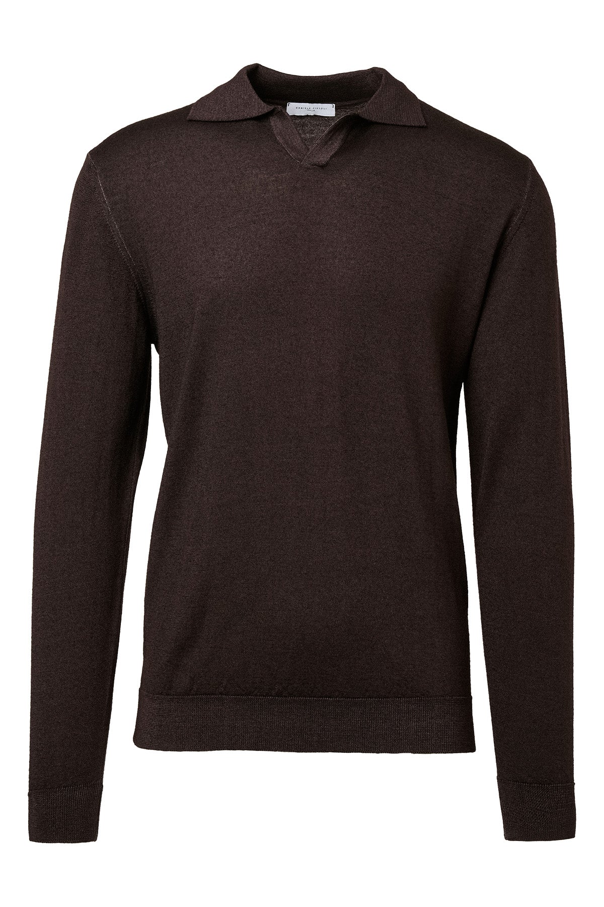 Washed Wool Johnny Collar Polo Sweater
