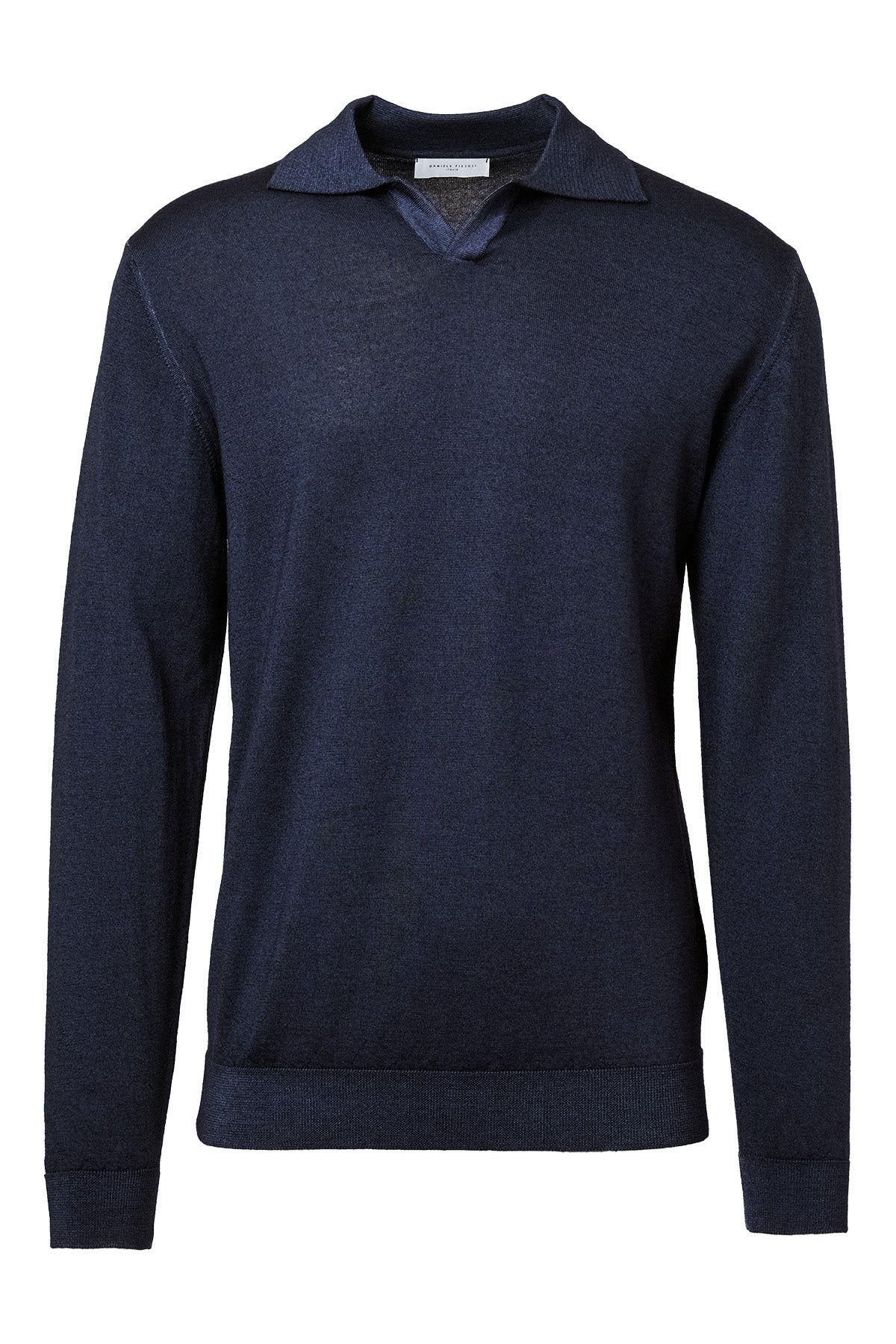 Washed Wool Johnny Collar Polo Sweater