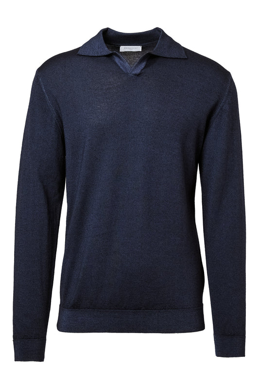 Washed Wool Johnny Collar Polo Sweater-Daniele Fiesoli-Boyds Philadelphia