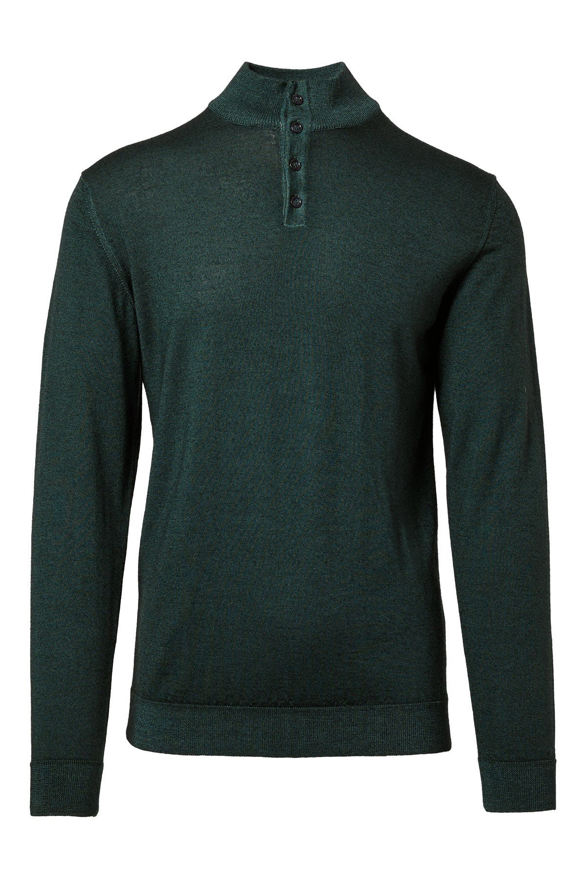 Washed Wool Button Mock Neck Sweater