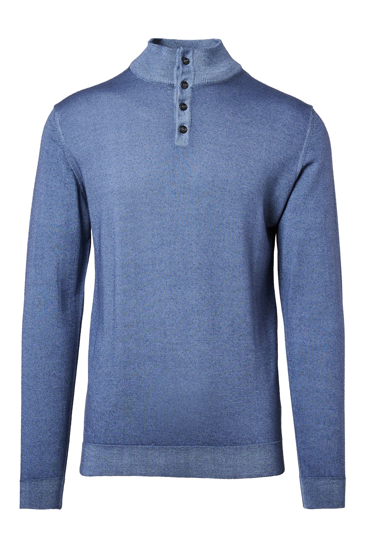Washed Wool Button Mock Neck Sweater