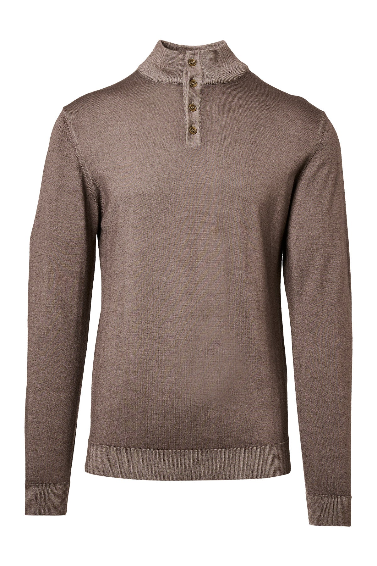 Washed Wool Button Mock Neck Sweater