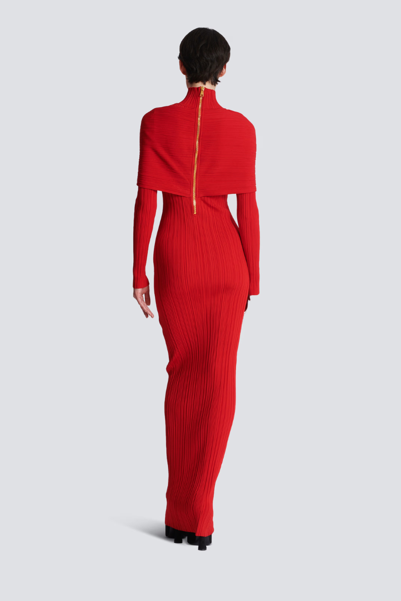 Long Pleated Knit Dress by Balmain Long Pleated Knit Dress by Balmain