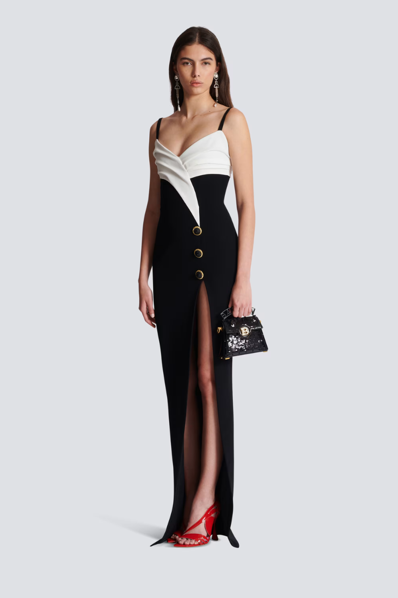 Two-Tone Long Dress-Balmain-Boyds Philadelphia