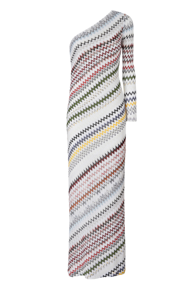 One-Shoulder Micro Chevron Gown-Missoni-Boyds Philadelphia