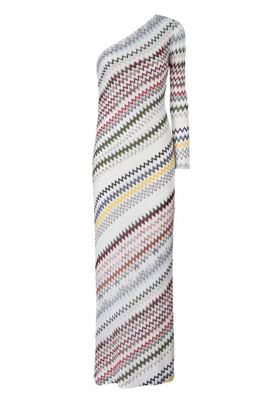 One-Shoulder Micro Chevron Gown-Missoni-Boyds Philadelphia