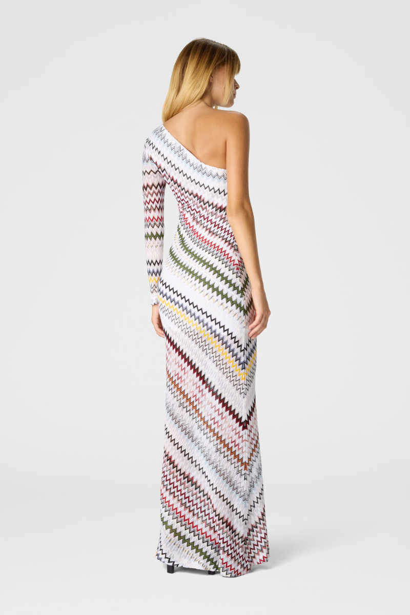One-Shoulder Micro Chevron Gown-Missoni-Boyds Philadelphia