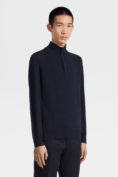 Oasi Cashmere Zip Mock Sweater-Zegna-Boyds Philadelphia