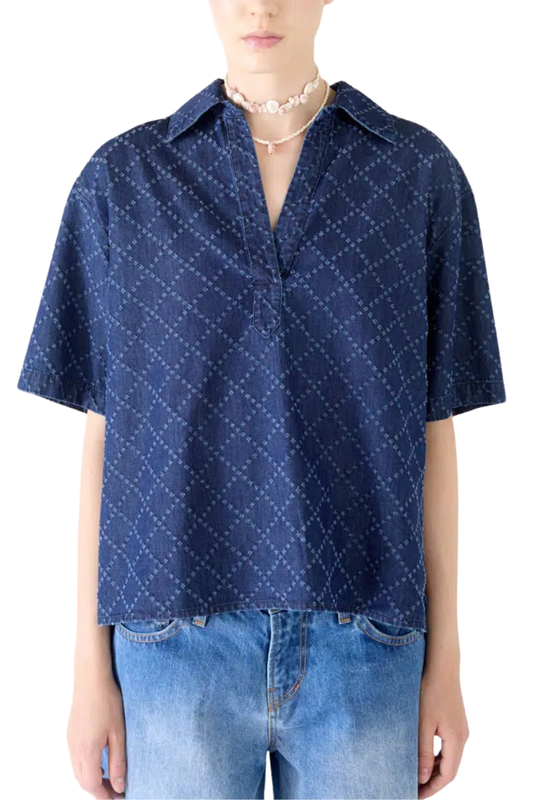 Quilted Chambray Polo Shirt-Shaft-Boyds Philadelphia