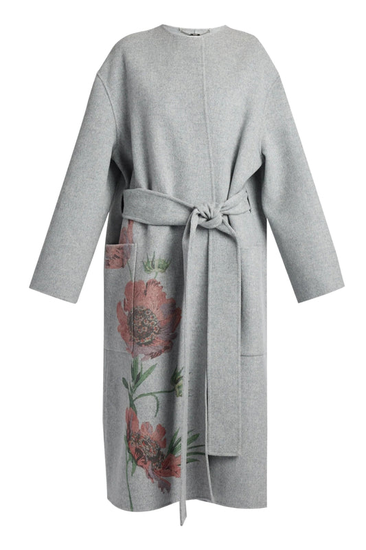 Floral Print Double Face Wool Belted Coat-ERDEM-Boyds Philadelphia