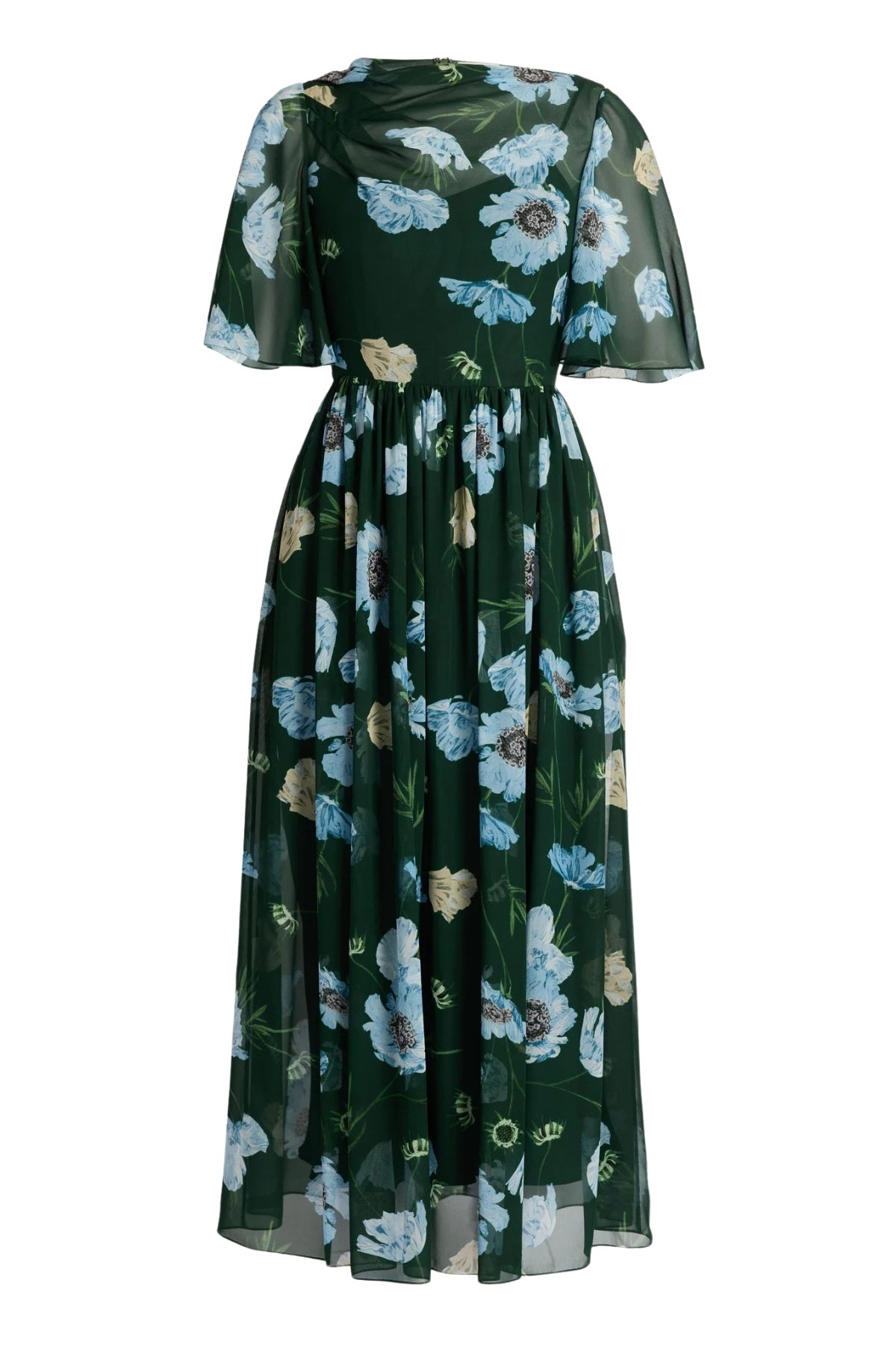 Floral Silk Voile Short Sleeve Midi Dress-ERDEM-Boyds Philadelphia