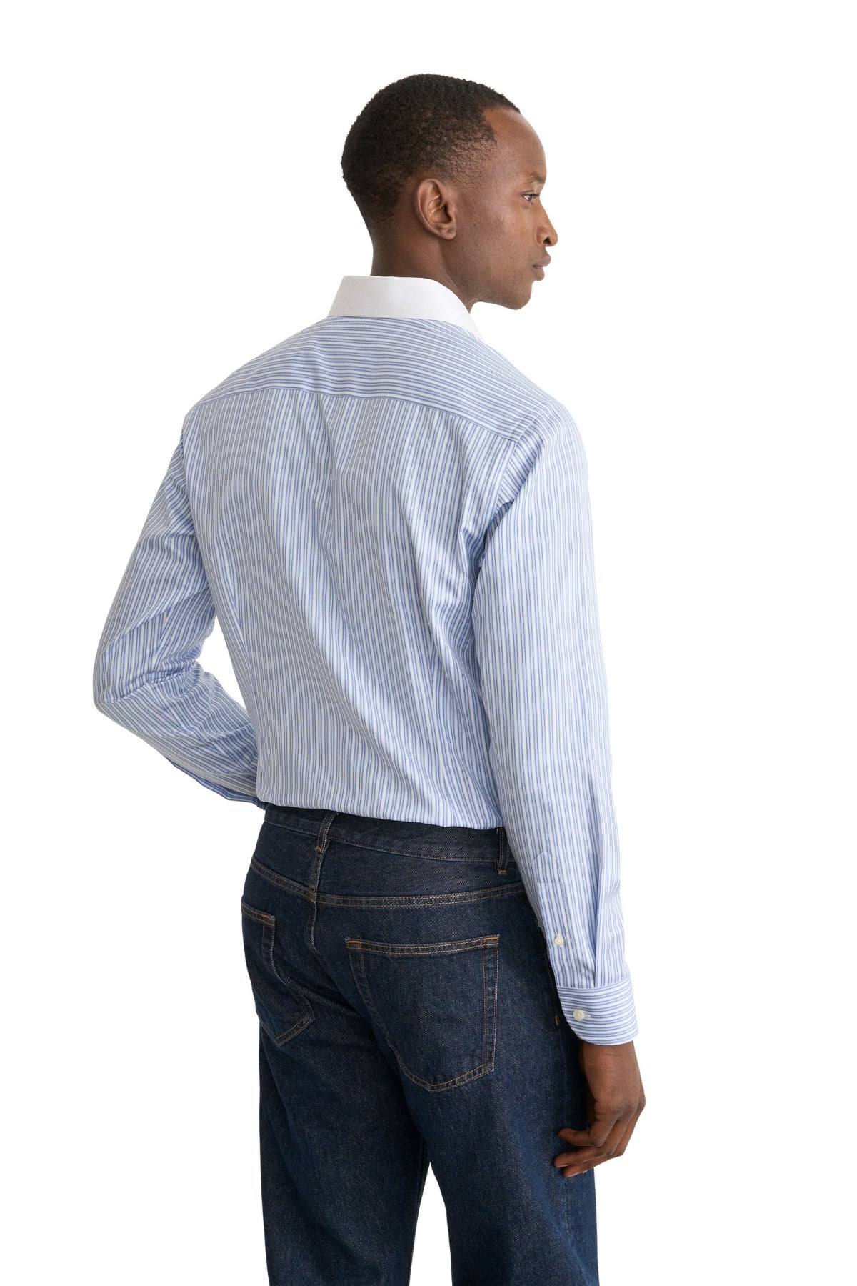 Slim Fit White Collar Striped Signature Twill Shirt