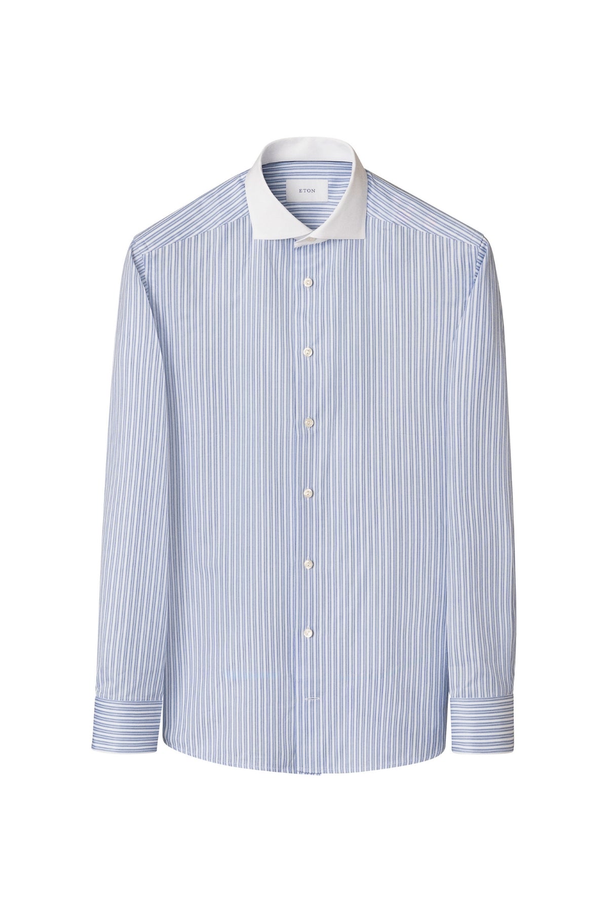 Slim Fit White Collar Striped Signature Twill Shirt