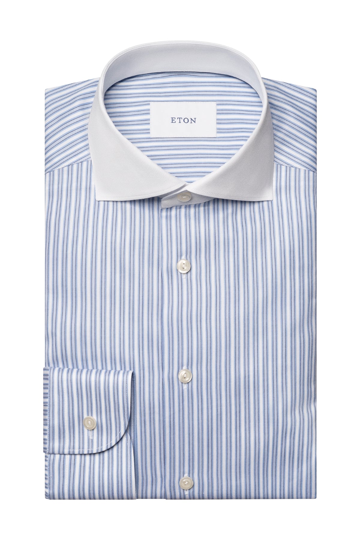 Slim Fit White Collar Striped Signature Twill Shirt
