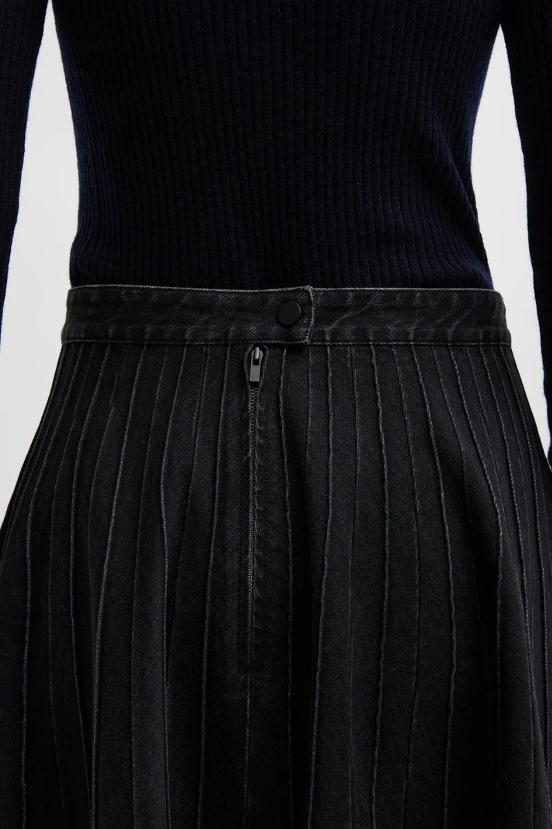 Vintage Pintucked Denim Skirt-Tibi-Boyds Philadelphia