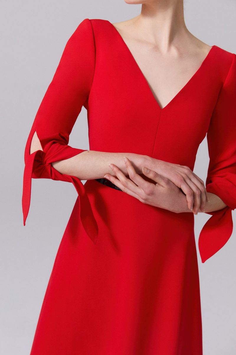 Tie-Sleeve Midi Dress-Carolina Herrera-Boyds Philadelphia
