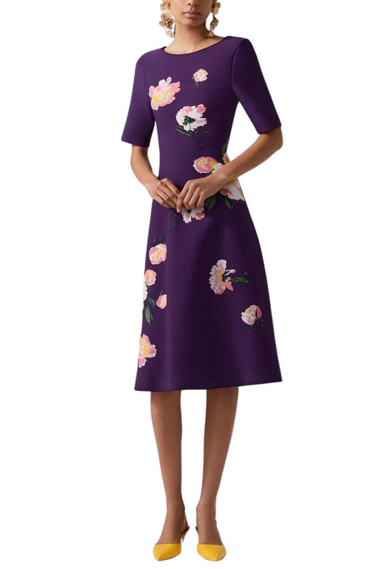 Floral Jacquard Boat-Neck Dress-Carolina Herrera-Boyds Philadelphia
