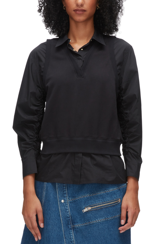 Layered Vest Ruched Sleeve Shirt-3.1 Phillip Lim-Boyds Philadelphia