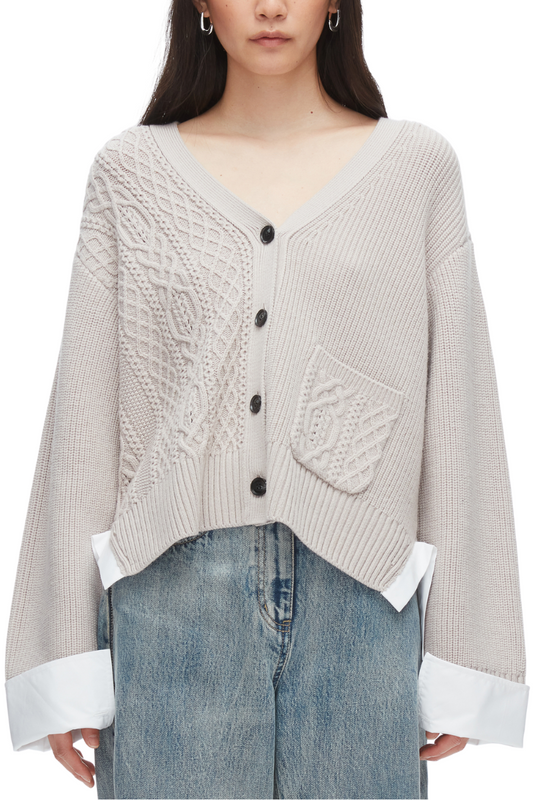 Cable Mix Boyfriend Cardigan-3.1 Phillip Lim-Boyds Philadelphia
