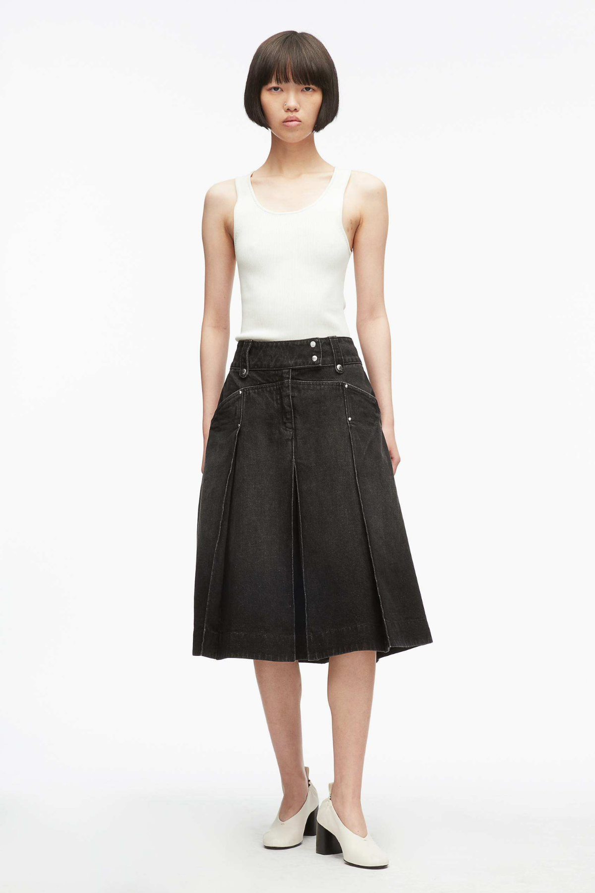 Pleated Denim Midi Skirt-3.1 Phillip Lim-Boyds Philadelphia