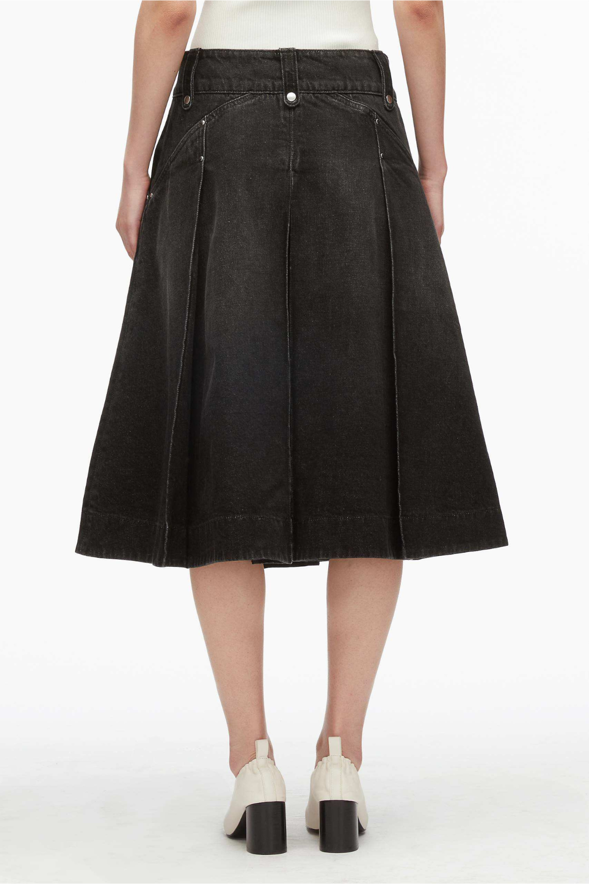 Pleated Denim Midi Skirt-3.1 Phillip Lim-Boyds Philadelphia