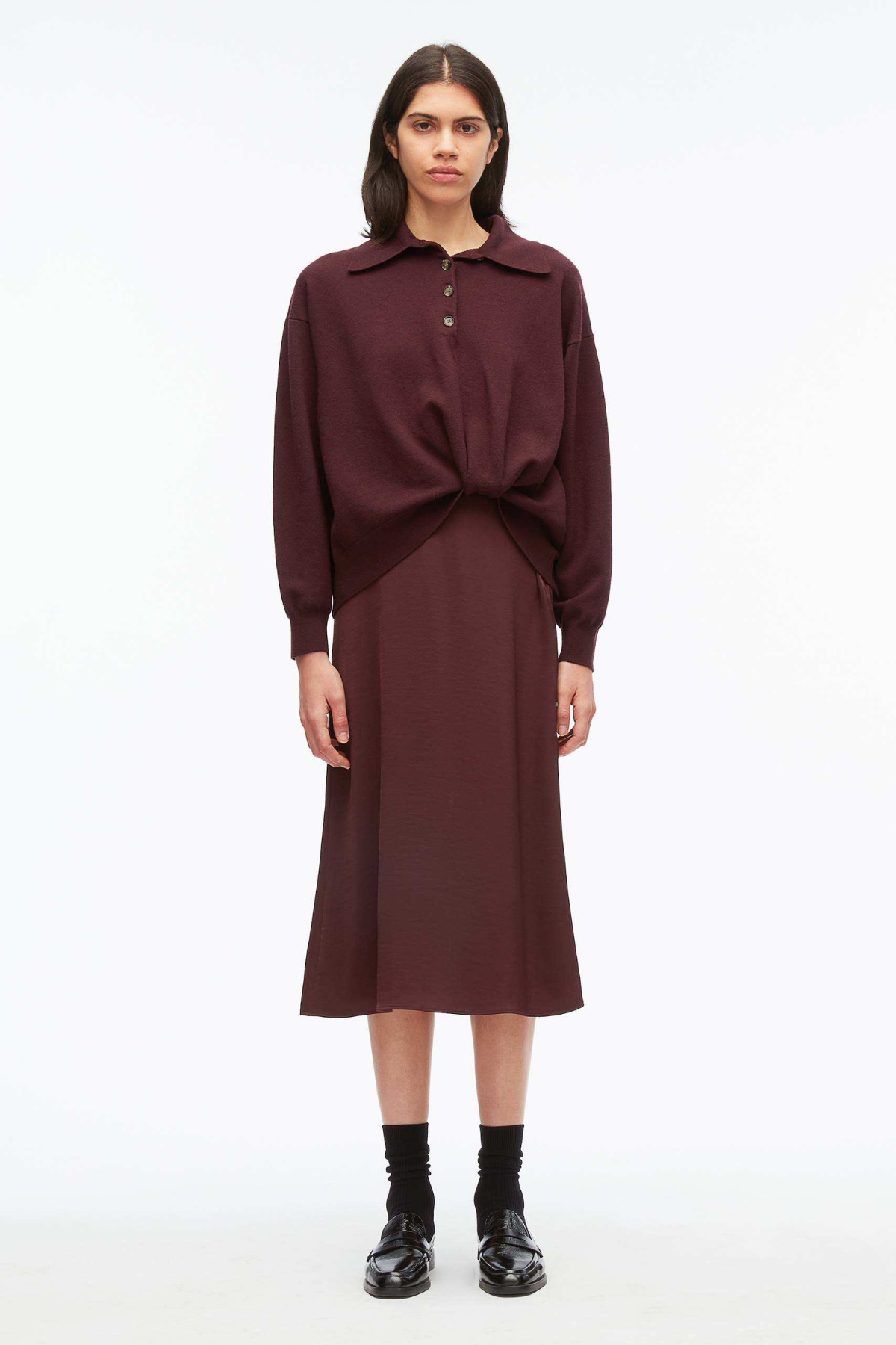 Ultrafine Merino Long Sleeve Polo Midi Dress-3.1 Phillip Lim-Boyds Philadelphia