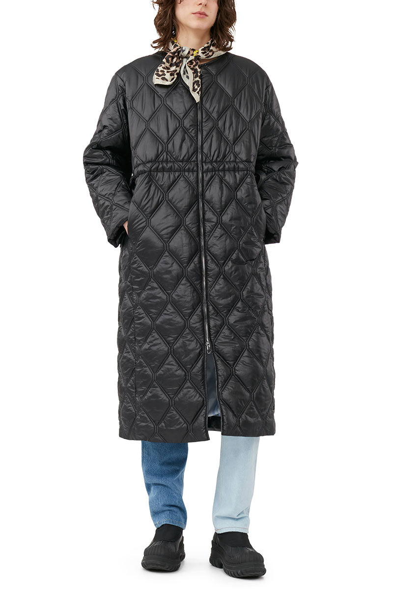 Shiny Quilt Long Coat-GANNI-Boyds Philadelphia