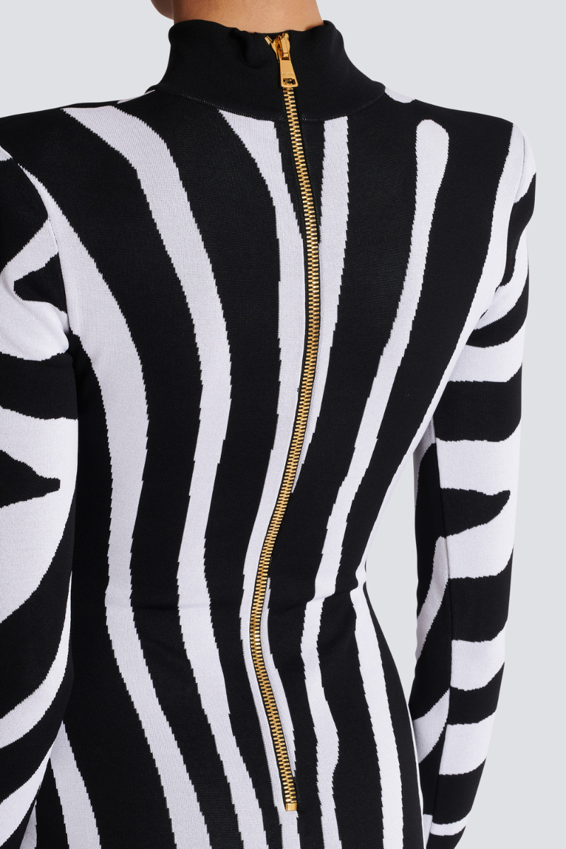 Zebra Intarsia Knit Dress