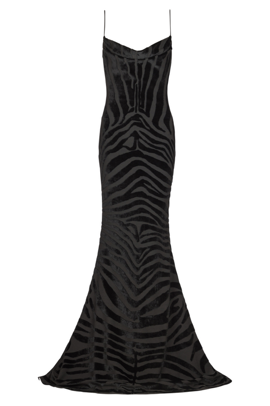 Velvet Zebra Long Dress-Balmain-Boyds Philadelphia