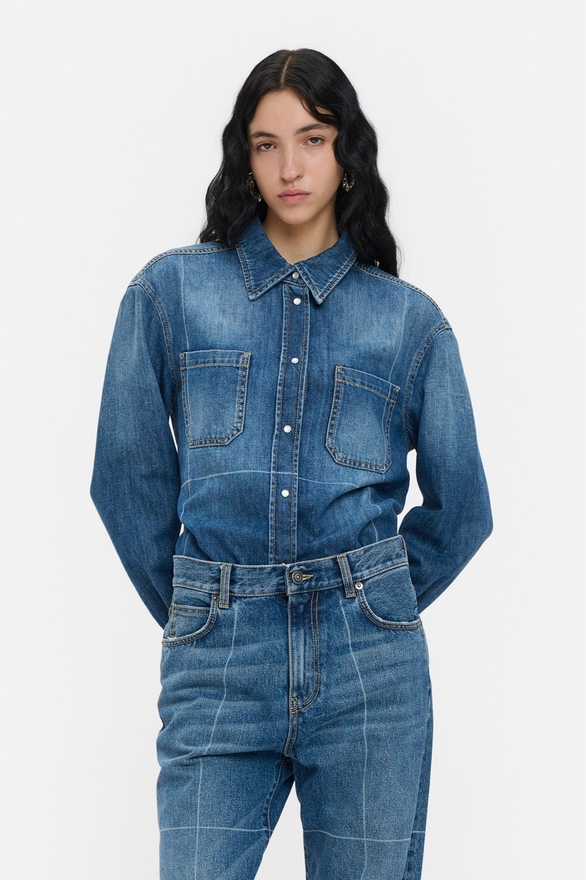 Laser Crease Denim Shirt