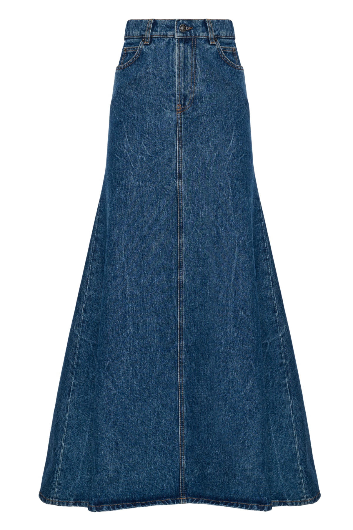 A-Line Denim Maxi Skirt