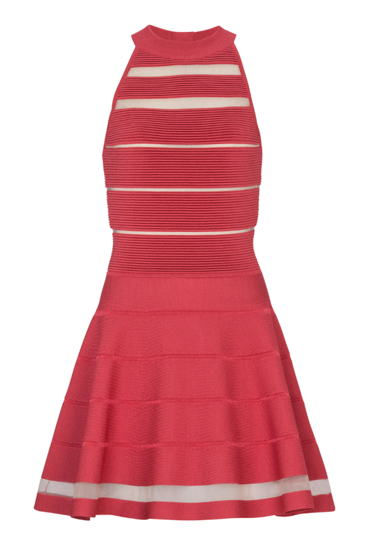Knit Stripes Fit & Flare Dress-Balmain-Boyds Philadelphia