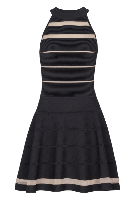 Knit Stripes Fit & Flare Dress-Balmain-Boyds Philadelphia