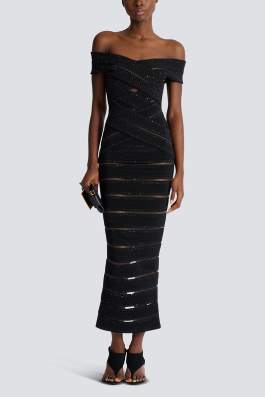 Mesh Knit Bodycon Dress-Balmain-Boyds Philadelphia