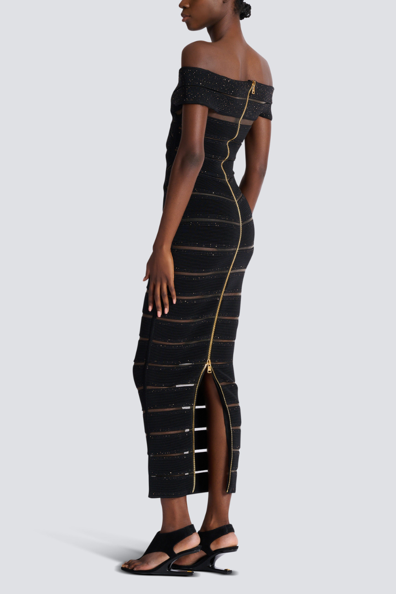 Mesh Knit Bodycon Dress-Balmain-Boyds Philadelphia