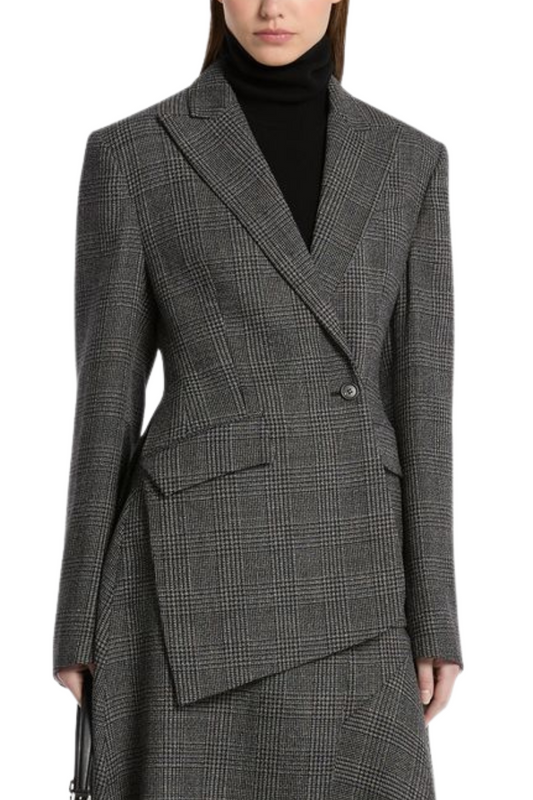 Glen Plaid Wool Wrap Blazer-Michael Kors Collection-Boyds Philadelphia