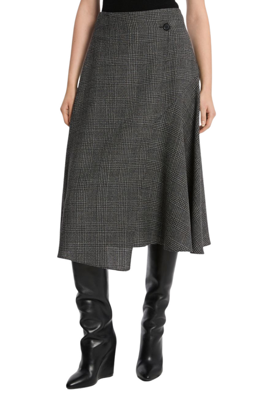 Draped Glen Plaid Wool Wrap Skirt-Michael Kors Collection-Boyds Philadelphia