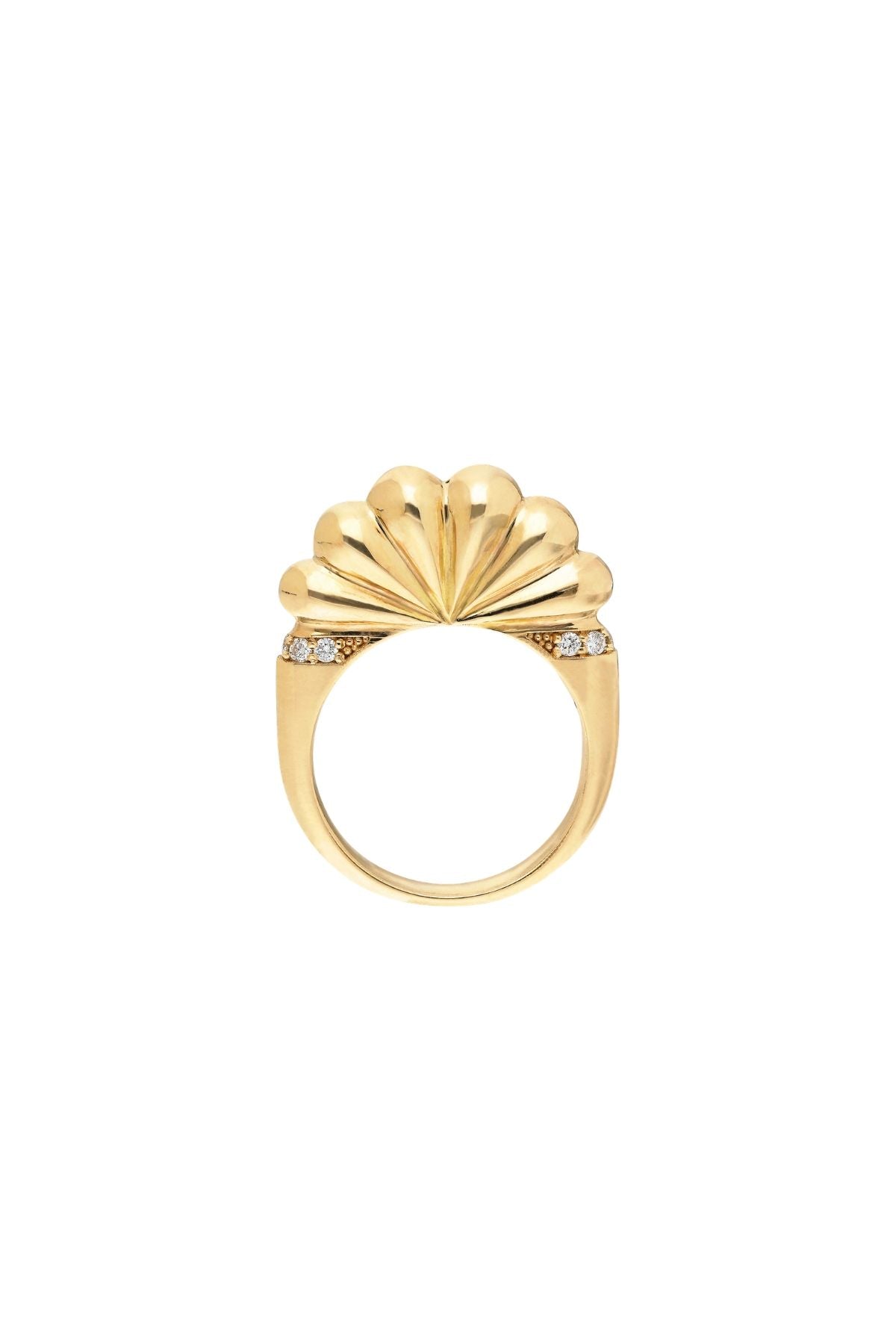 "Bahía" Shell Ring - Yellow Gold with White Diamonds-ITA-Boyds Philadelphia