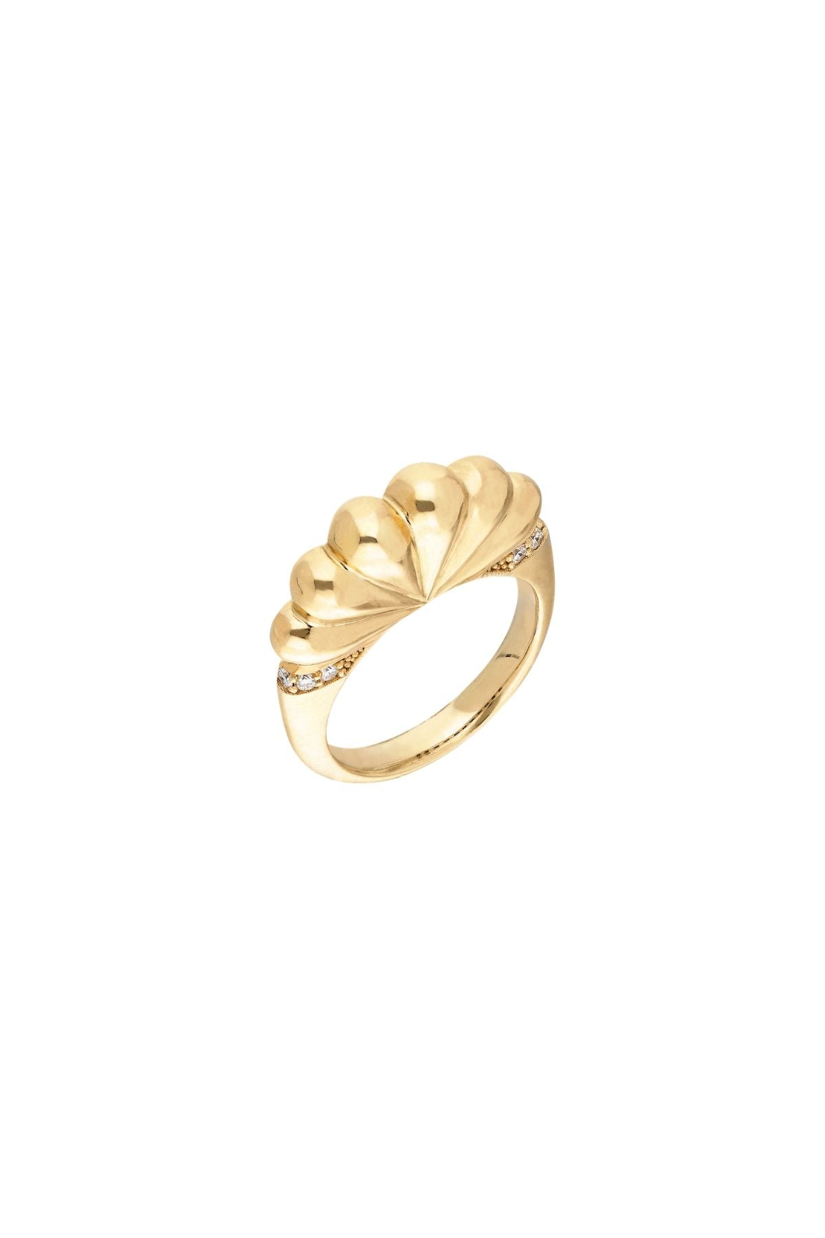 "Bahía" Shell Ring - Yellow Gold with White Diamonds-ITA-Boyds Philadelphia