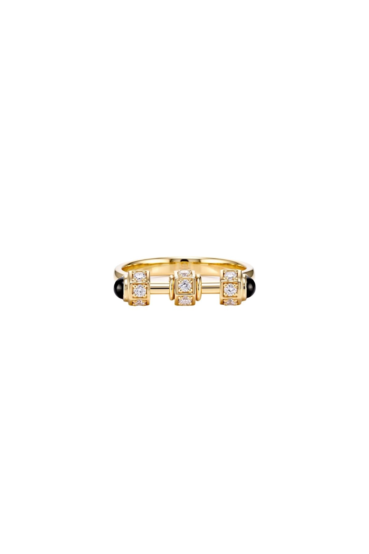 "Bosfor" Mini Ring - White Diamonds and Black Onyx-ITA-Boyds Philadelphia