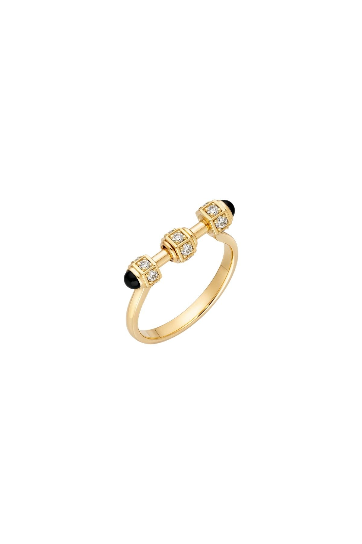 "Bosfor" Mini Ring - White Diamonds and Black Onyx-ITA-Boyds Philadelphia