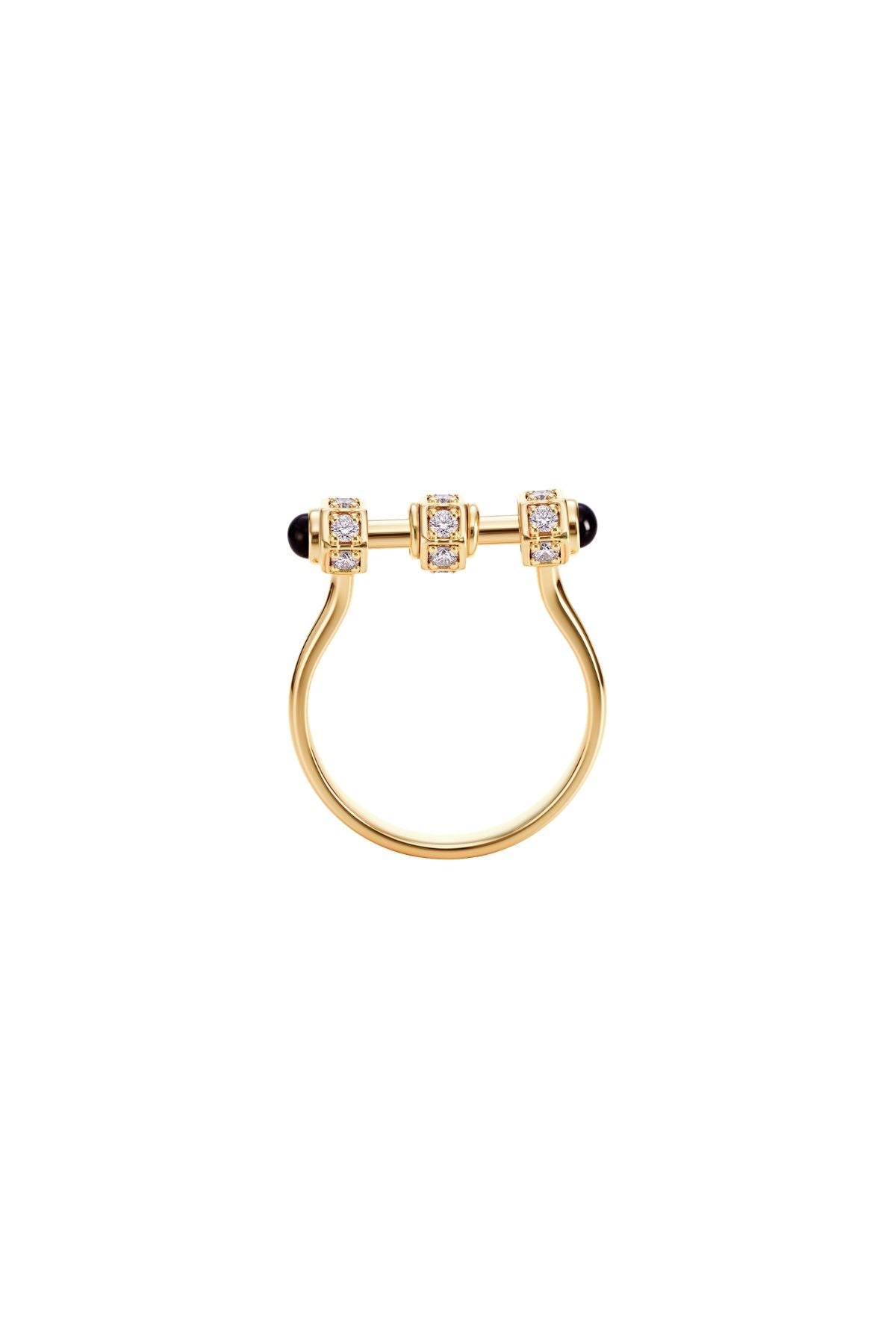 "Bosfor" Mini Ring - White Diamonds and Black Onyx-ITA-Boyds Philadelphia