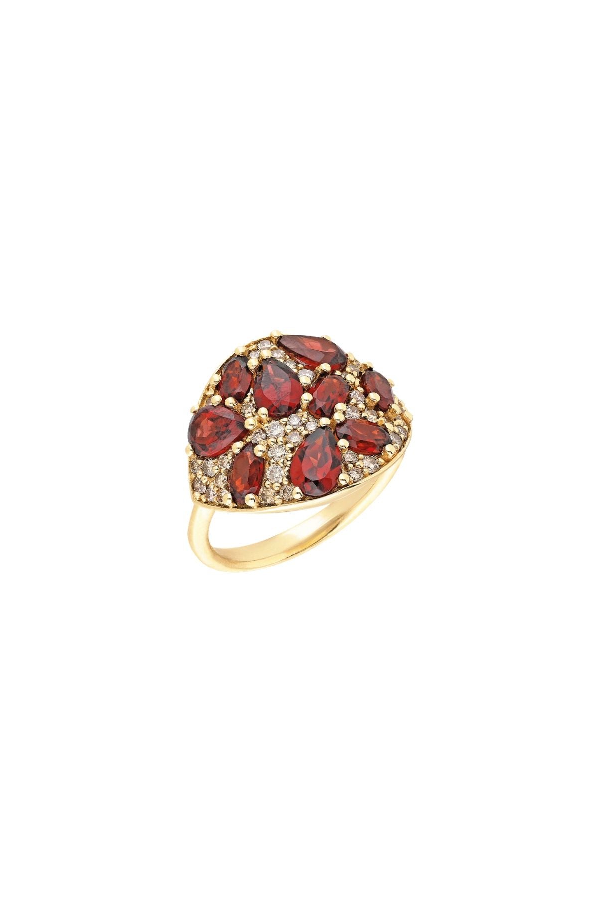 "Coa" Champagne Diamonds and Garnet Ring