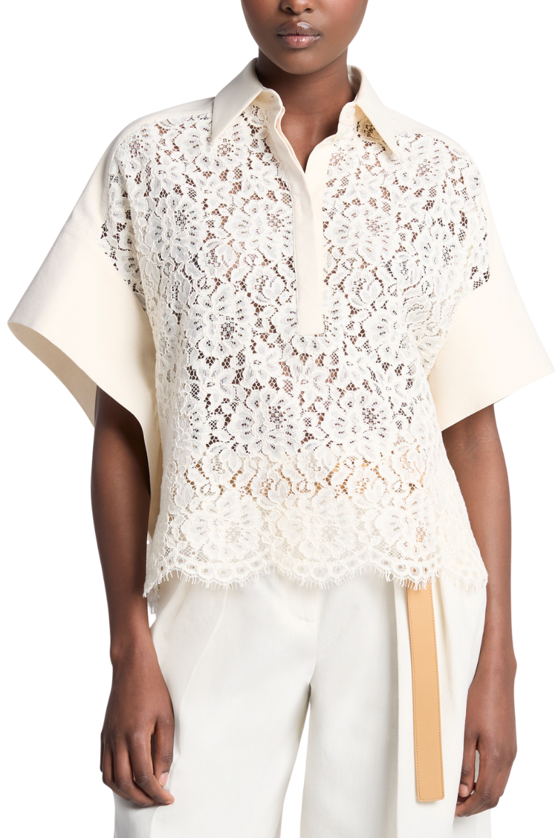 Floral Lace Butterfly-Sleeve Top-Michael Kors Collection-Boyds Philadelphia