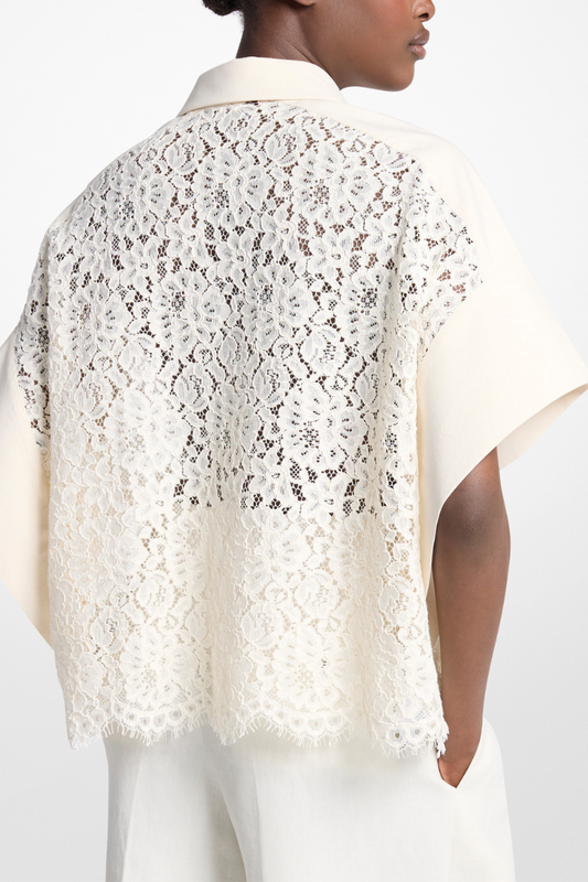 Floral Lace Butterfly-Sleeve Top-Michael Kors Collection-Boyds Philadelphia