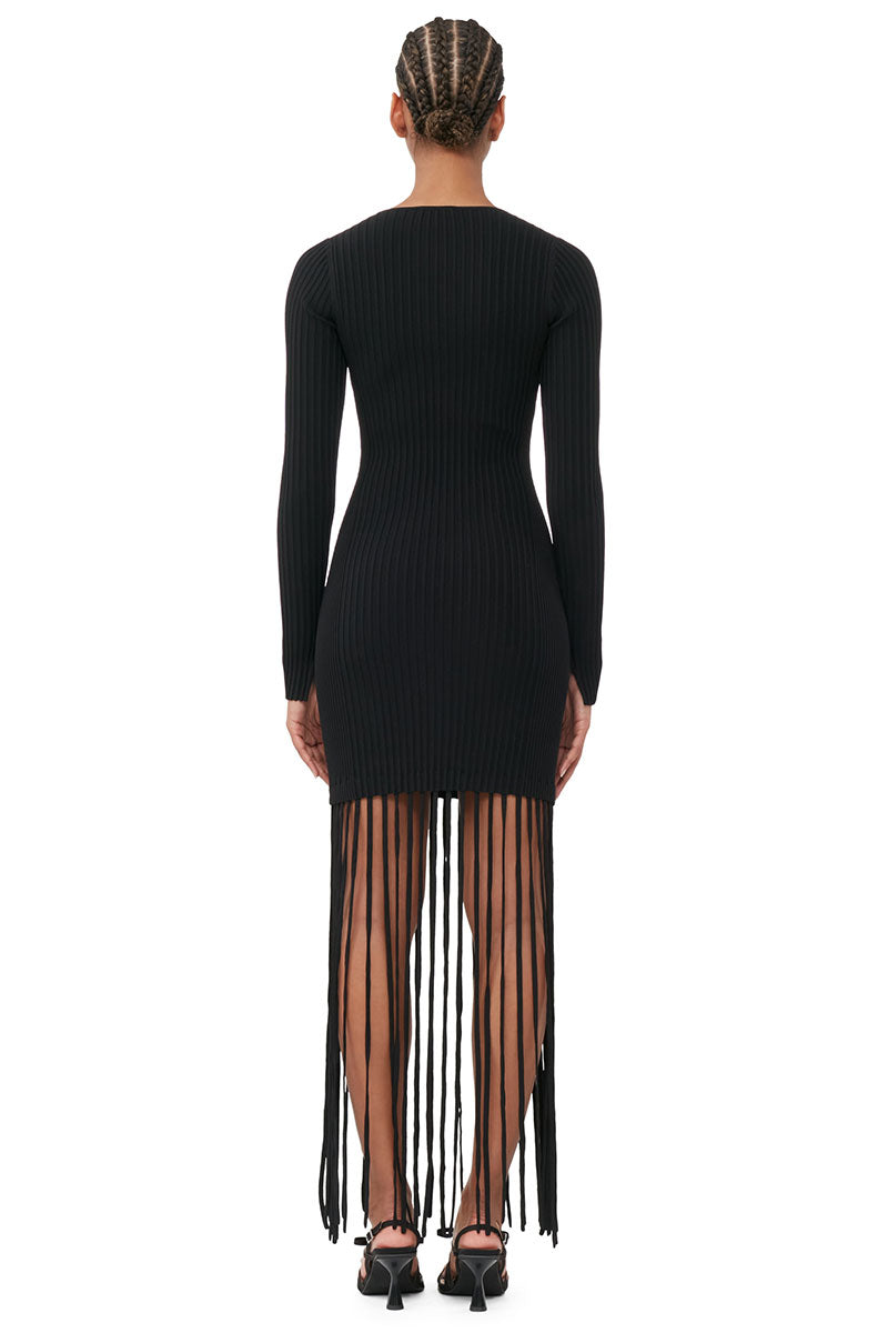 Melange Knit Fringe Mini Dress-GANNI-Boyds Philadelphia