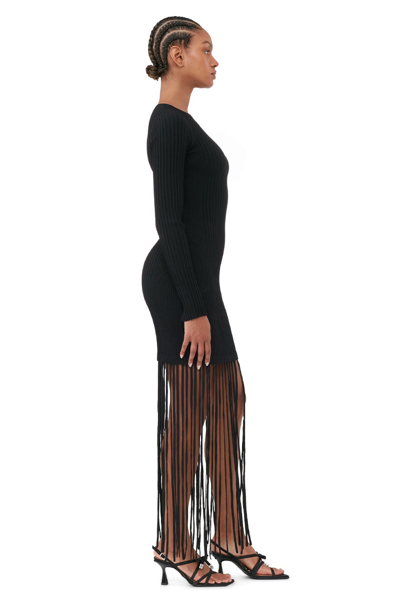 Melange Knit Fringe Mini Dress-GANNI-Boyds Philadelphia